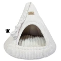 RATTLE CAT CAP – sensoryczna budka dla kota z zabawką  LINCOLN 01 - mleczny , futro mleczne