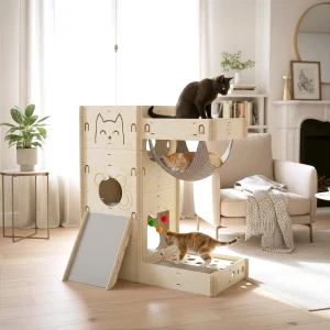 CHEESE Cat Scratching Post with S Ramp – Luxury Furniture and Playground | Choose Your Fabric