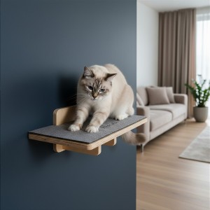 Półka na ścianę z drapakiem dla kota | wybierz rozmiar i kolor sklejki