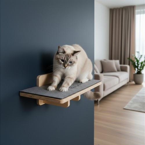 Półka na ścianę z drapakiem dla kota - 60 x 35 cm