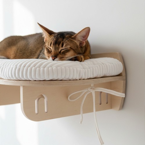 Półka na ścianę OVALSLEEP dla kota | 75×35 cm | wybór sklejki i tkaniny