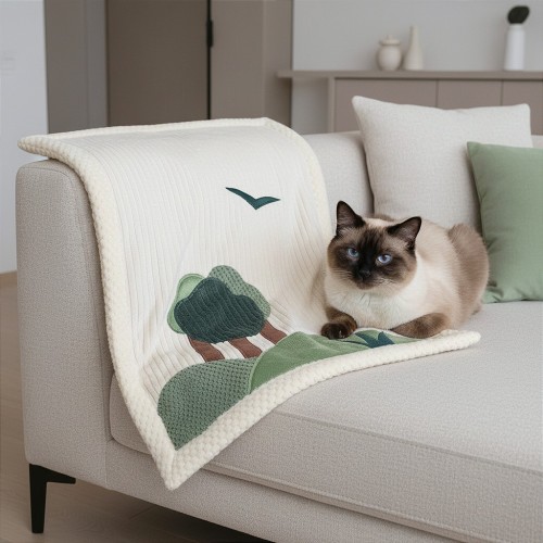 Kocyk FOREST | miękki, elegancki z aplikacją 3D