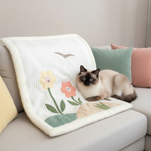 Kocyk GARDEN | miękki, elegancki z aplikacją 3D