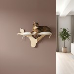 GAŁĄŹ F – półka na ścianę dla kota | wybierz sklejkę i tkaninę