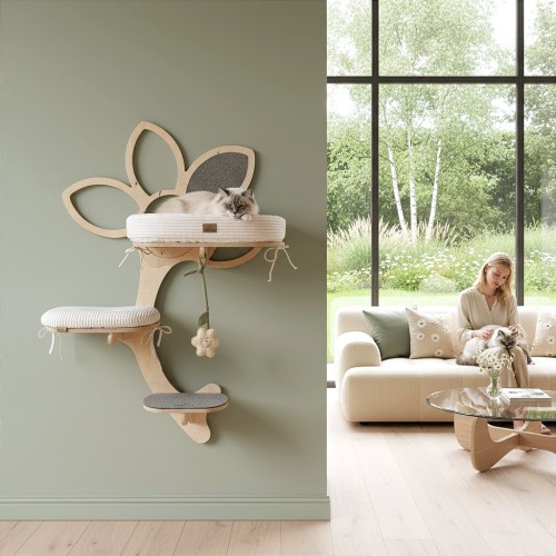 STOKROTKA TRIO z gniazdkiem | mebel - ścienny drapak dla kota premium