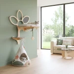 STOKROTKA DUO - wall-mounted cat shelves, wall scratching post with bed and kennel, available variants