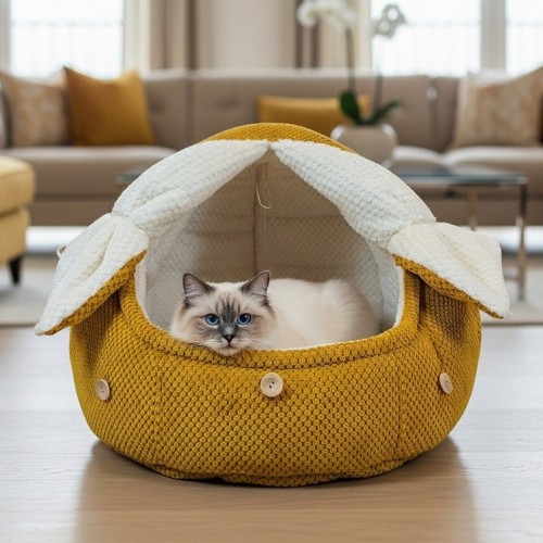 BONBON FUR - budka dla kota - DOT MUSZTARDOWY