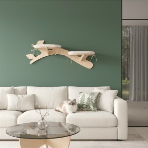 Półka na ścianę dla kota GAŁĄŹ H z legowiskiem | dostępne warianty