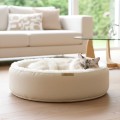 Legowisko dla kota AURA | niskie, stabilne gniazdko, średnica 50 cm - tkanina Rafa kolor beż