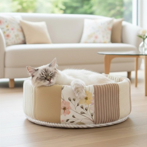 Legowisko dla kota PATCHWORK LOVE NATURAL | stabilne gniazdko