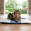 Mata dla dużego kota PATCHWORK LAZUR 70x60 cm - miękkie posłanie premium