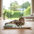 Mata dla dużego kota PATCHWORK OLIWKA 70x60 cm - miękkie posłanie premium