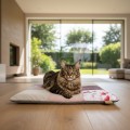 Mata dla dużego kota PATCHWORK LAZUR 70x60 cm - miękkie posłanie premium