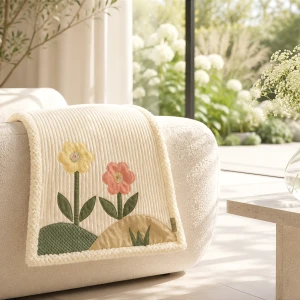 Koc dla kota GARDEN | elegancki, miękki kocyk 50x 60  z aplikacjami 3D