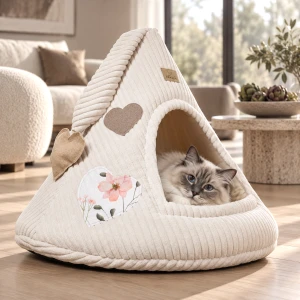 Budka dla kota RATTLE CAT CAP LOVE | domek i legowisko dla kota z zabawką