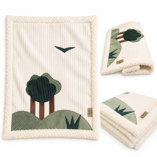 Koc dla kota FOREST | elegancki, miękki kocyk 50x 60 z aplikacjami 3D