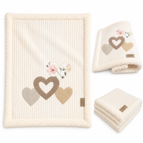Koc dla kota LOVE | elegancki, miękki kocyk z aplikacjami 3D