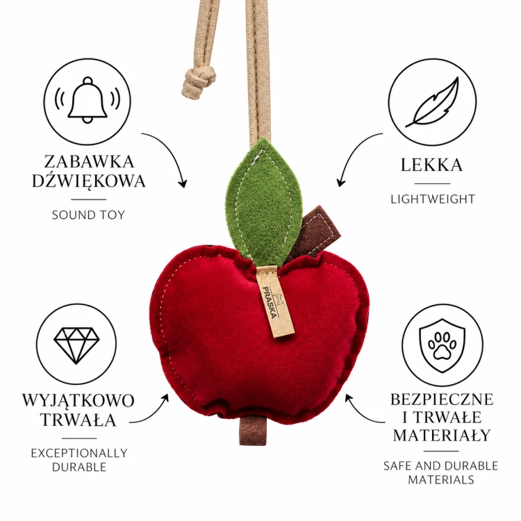 Jabłko BIMBAM | Wisząca zabawka dla kota i dekoracja do produktów PRASK