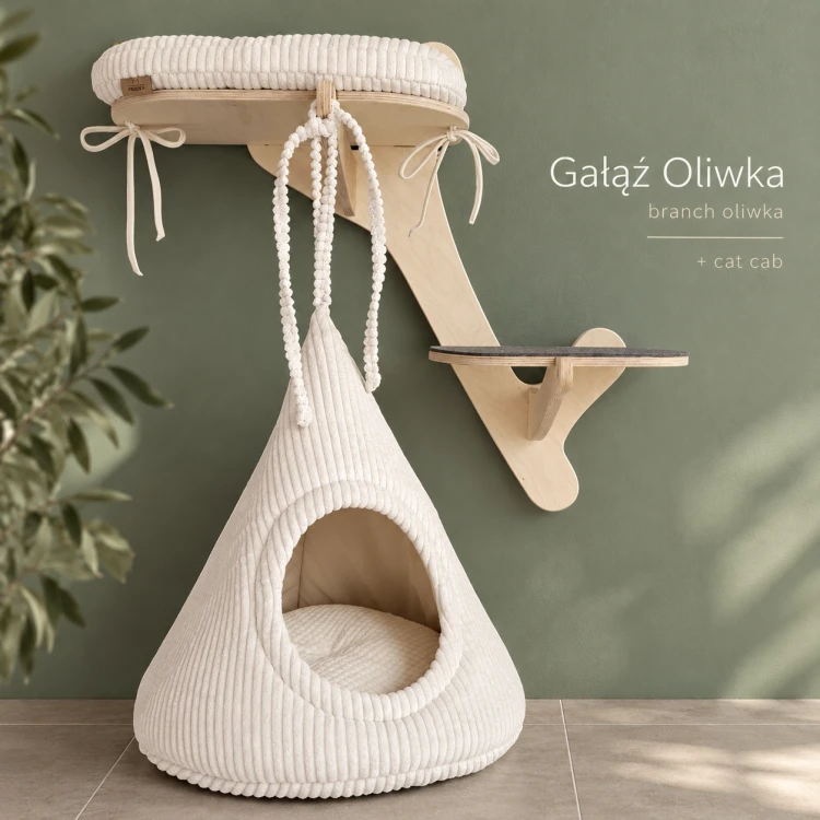 Półka na ścianę dla kota - GAŁĄŹ OLIWKA