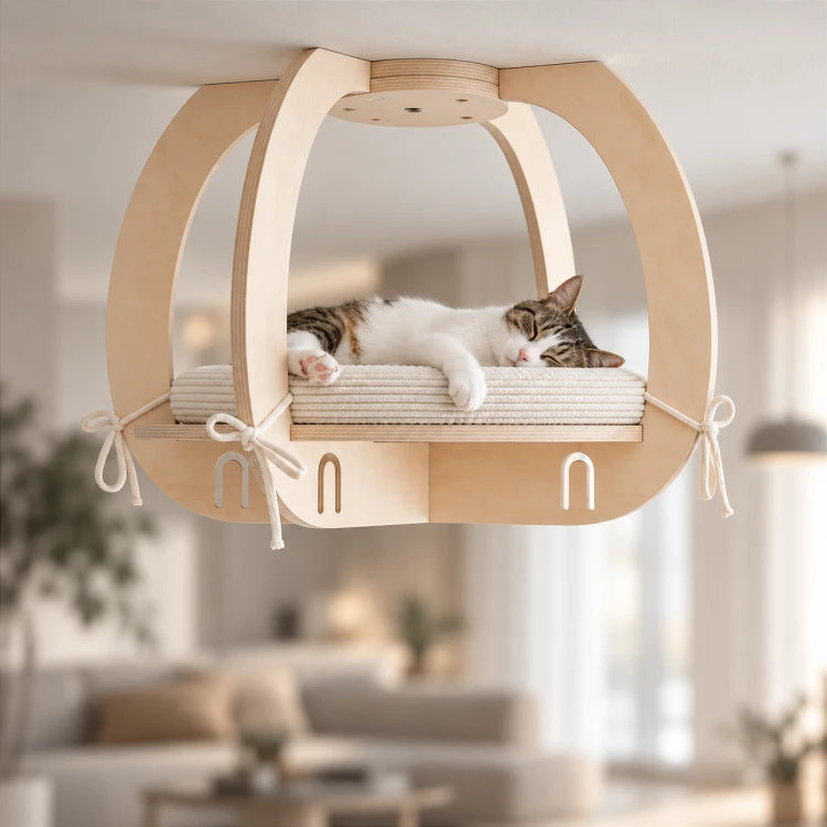 Półka dla kota na sufit | park linowy dla kota | designerska półka CIRCLE L