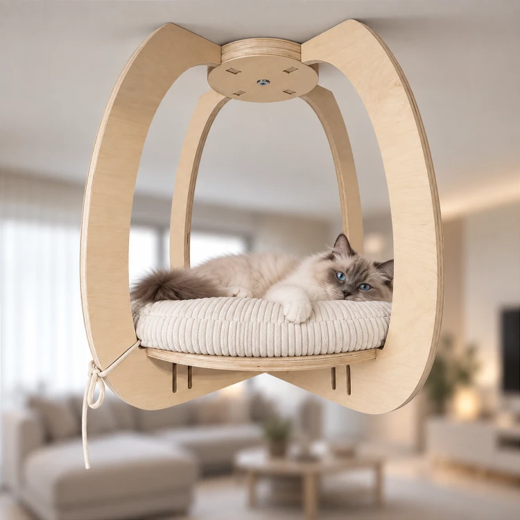 Półka dla kota na sufit | park linowy dla kota | designerska półka CIRCLE XL