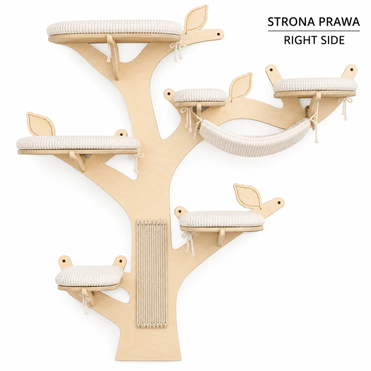 Drapak DRZEWKO WIERZBA na ścianę dla kota + GNIAZDKO 75 × 35 cm