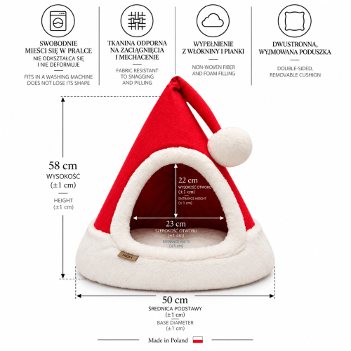 CAT CAB SANTA CLAUS – świąteczna budka dla kota | Ø 50 cm