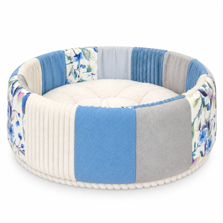 Legowisko dla kota PATCHWORK AQUA | stabilne, eleganckie gniazdko
