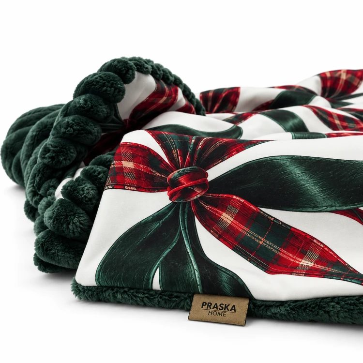 Koc COZY CHRISTMAS | PRASKA, dwustronny koc z grubym, miękkim futrem