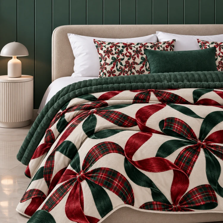 Koc-COZY-CHRISTMAS--PRASKA,-dwustronny-koc-z-grubym,-miekkim-futrem