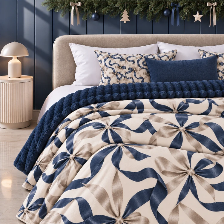 Koc COZY MIDNIGHT TERMO 140 × 200 cm | PRASKA, wyjątkowo ciepły koc ze sztucznym futrem i warstwą termoizolacyjną