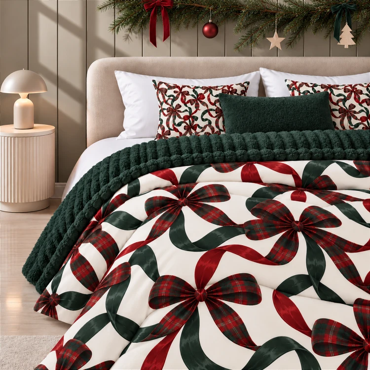 Koc COZY CHRISTMAS TERMO 140 × 200 cm | PRASKA, wyjątkowo ciepły koc z futrem i warstwą termoizolacyjną