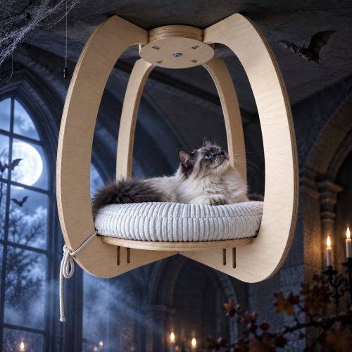 Półka dla kota na sufit | park linowy dla kota | designerska półka CIRCLE XL
